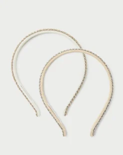 Loeffler Randall Anya Gold/Hay Skinny Headband Set| Event Essentials|Accessories