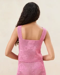 Loeffler Randall Aurelie Rose Crochet Sleeveless Top| FOR THE GUESTS|Event Essentials