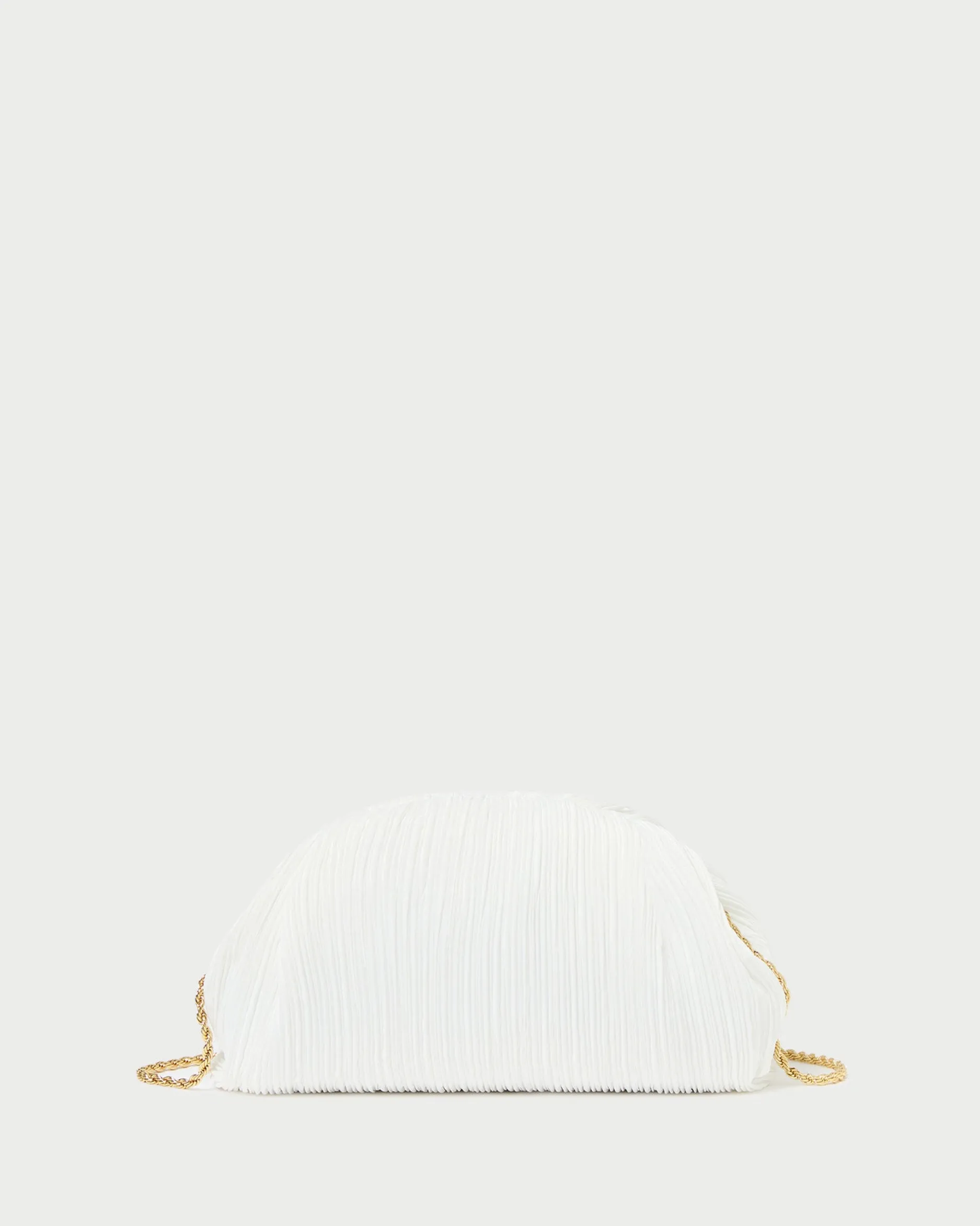 Loeffler Randall Bailey White Pleated Dome Clutch| SOMETHING BLUE|Event Essentials