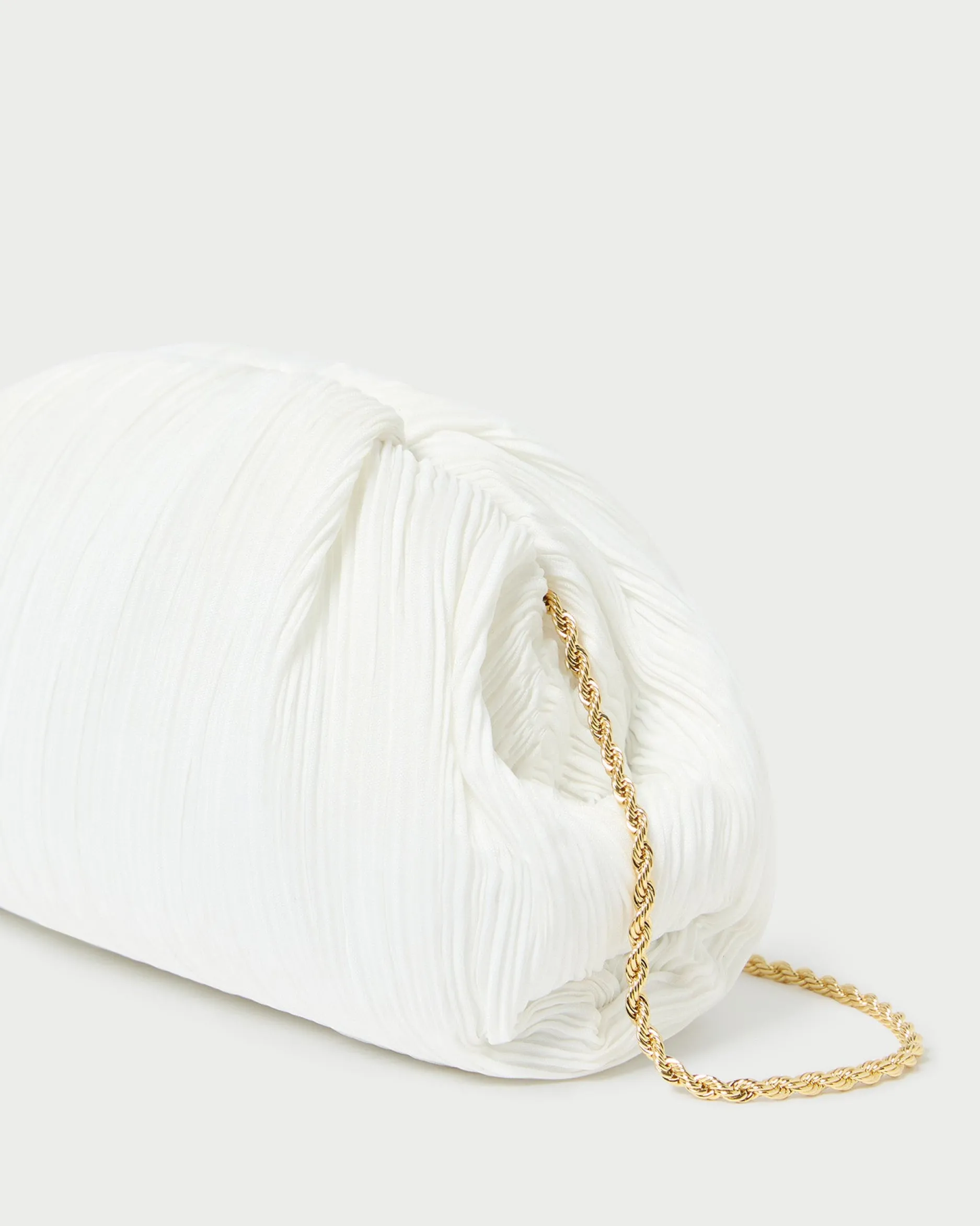 Loeffler Randall Bailey White Pleated Dome Clutch| SOMETHING BLUE|Event Essentials