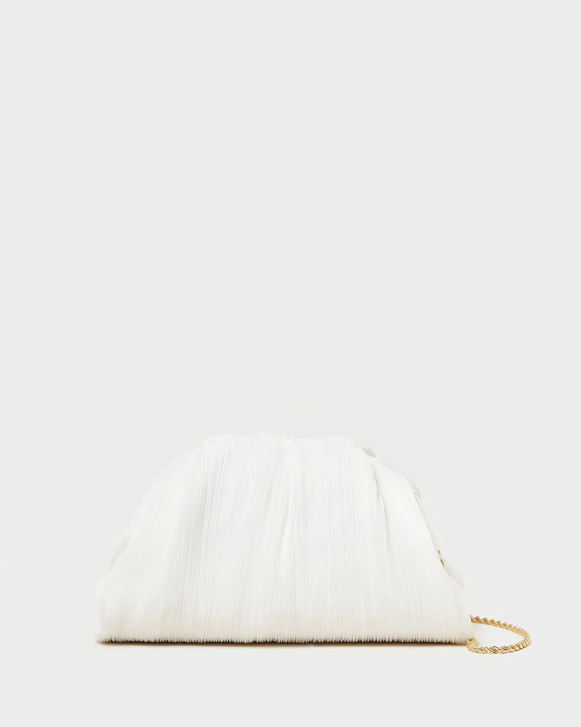 Loeffler Randall Bailey White Pleated Dome Clutch| SOMETHING BLUE|Event Essentials