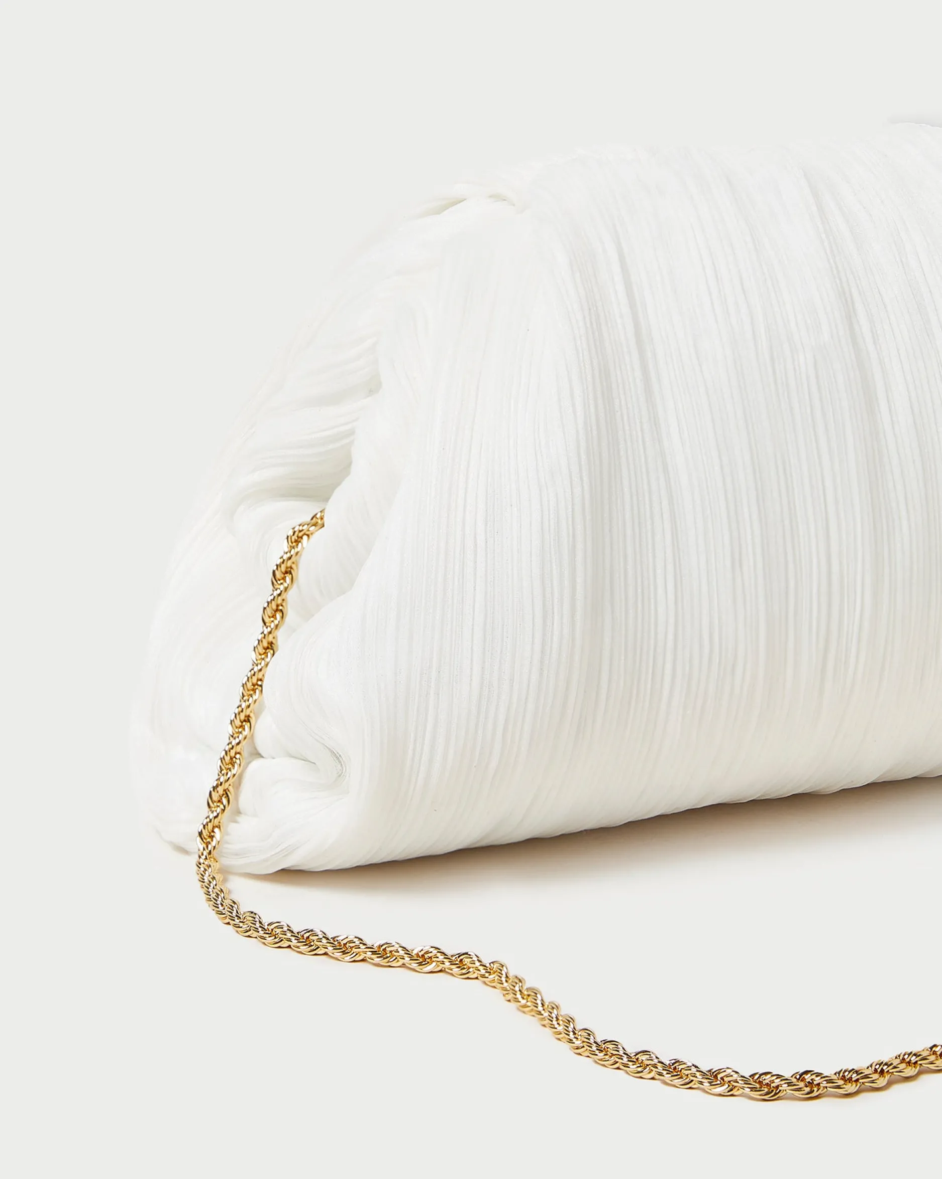 Loeffler Randall Bailey White Pleated Dome Clutch| SOMETHING BLUE|Event Essentials