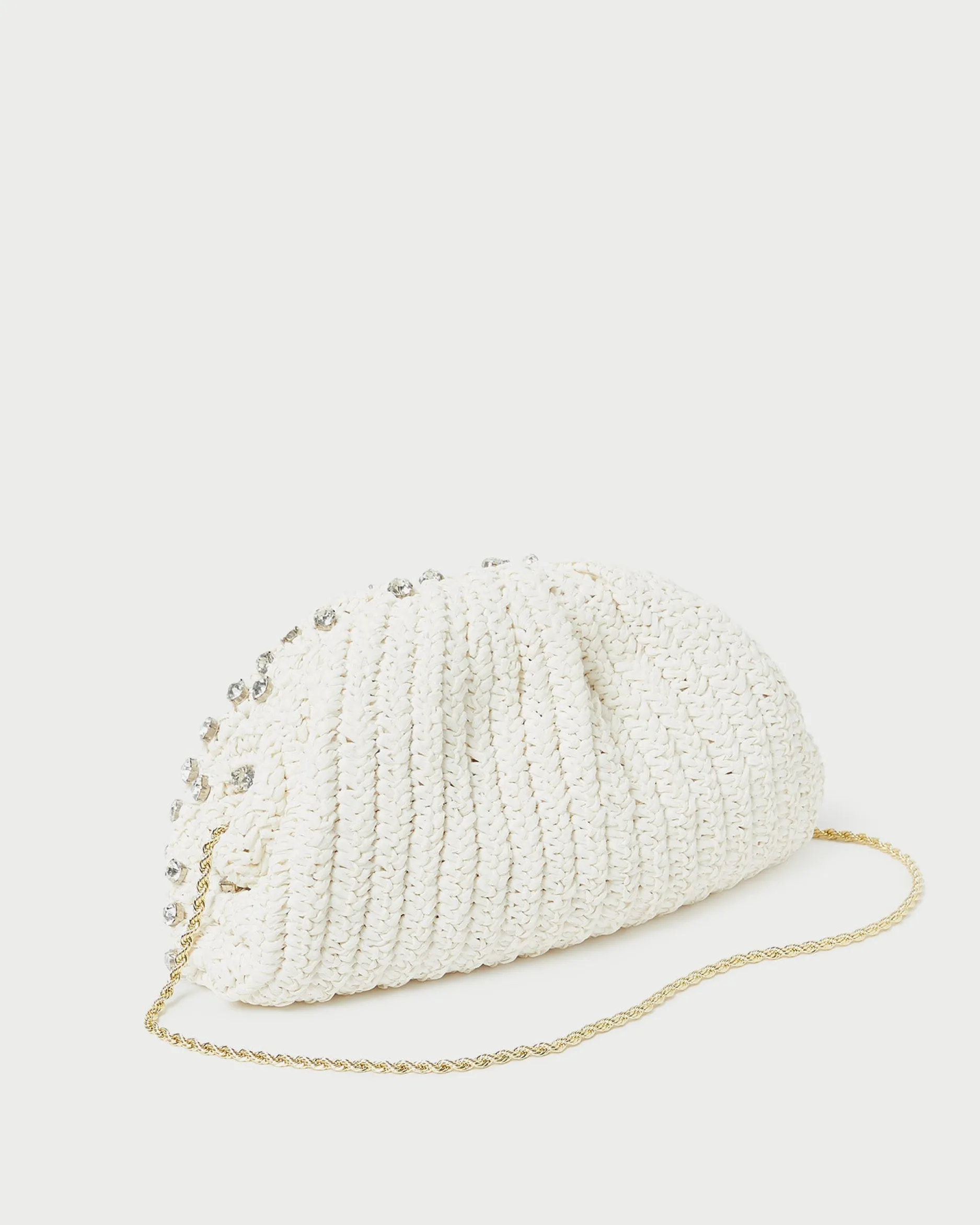 Loeffler Randall Bailey White Pleated Dome Clutch| SOMETHING BLUE|Event Essentials