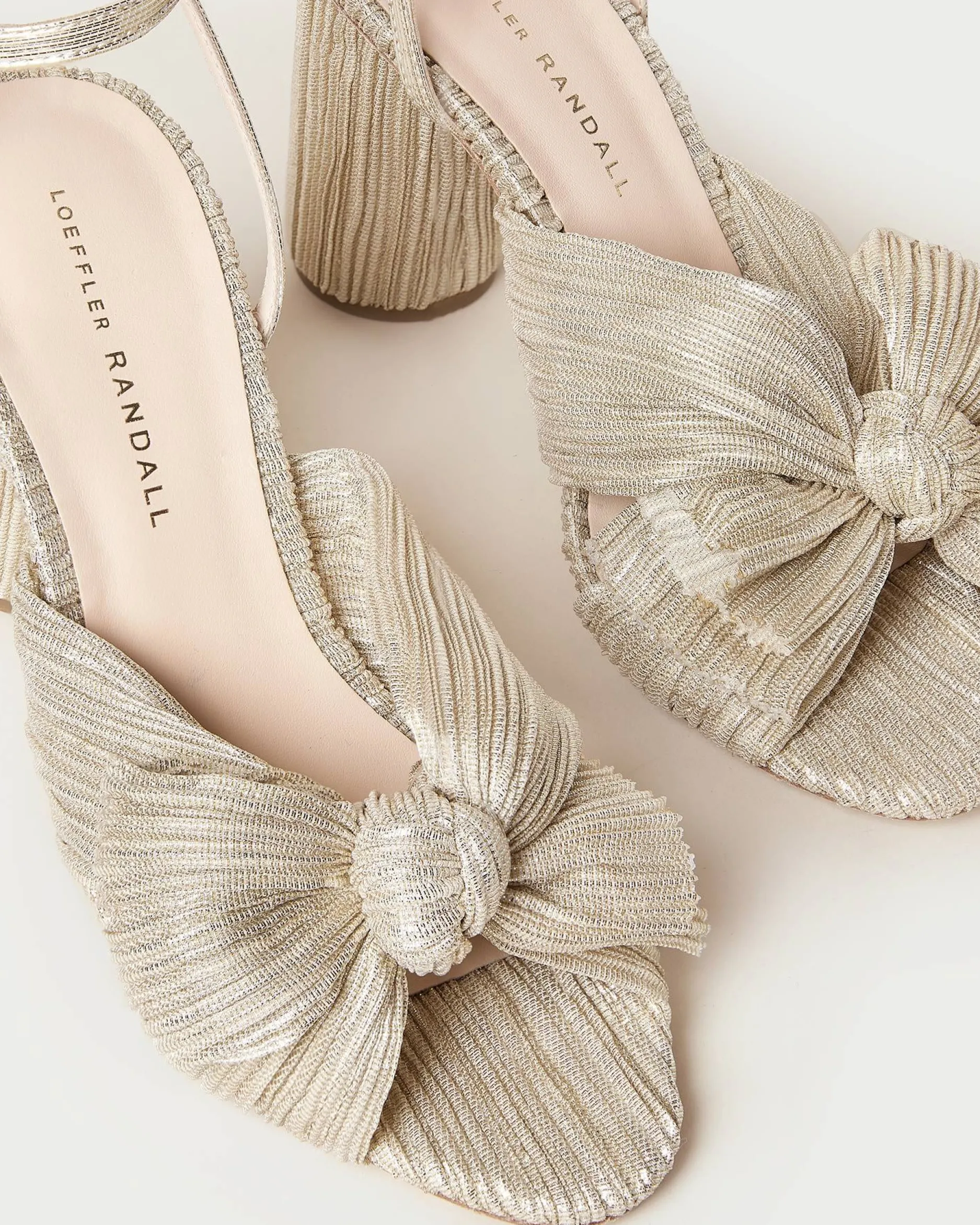 Loeffler Randall Camellia Pearl Pleated Bow Heel| FOR THE BRIDE|Heeled Sandals