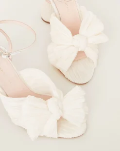 Loeffler Randall Camellia Pearl Pleated Bow Heel| FOR THE BRIDE|Heeled Sandals