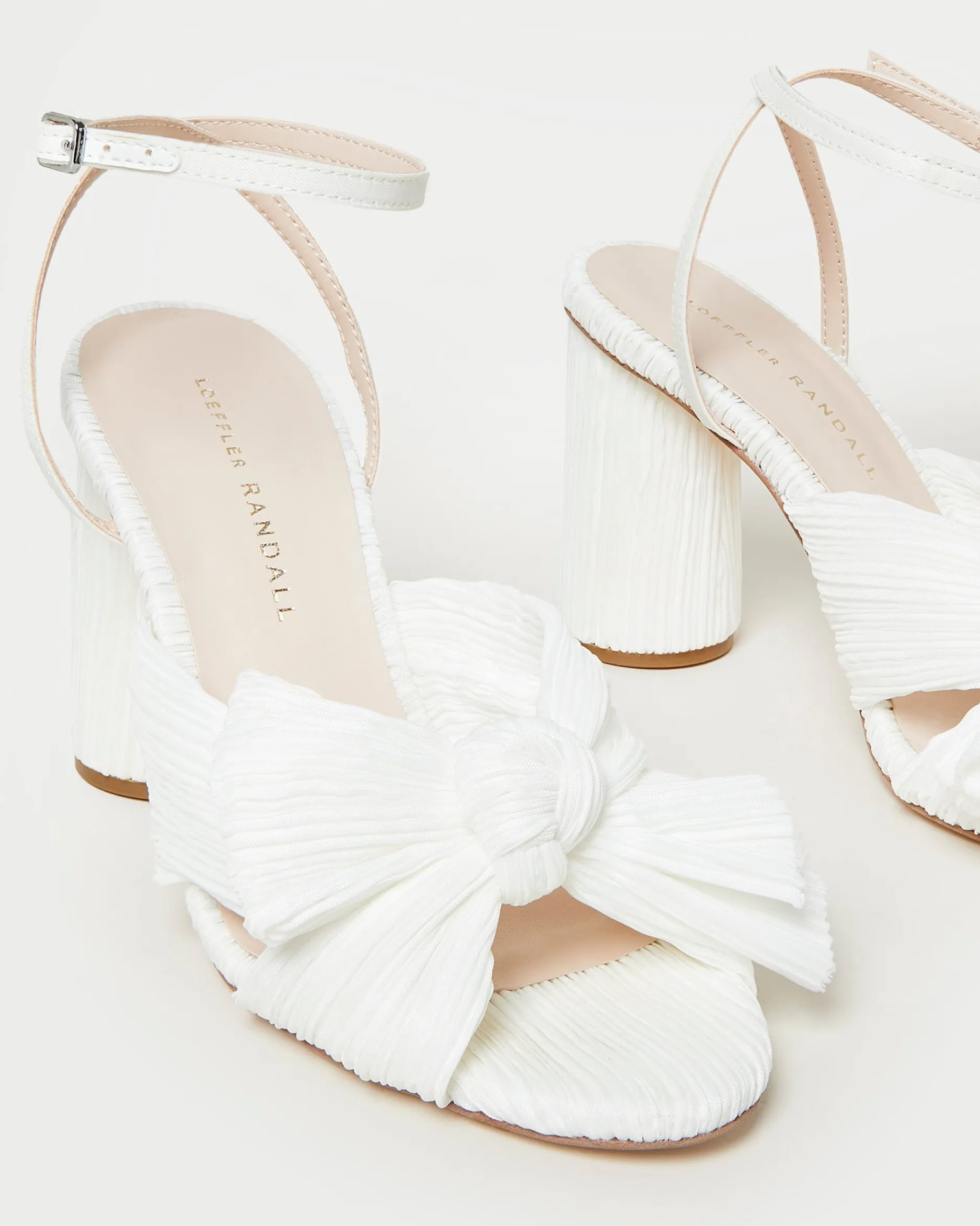 Loeffler Randall Camellia Pearl Pleated Bow Heel| FOR THE BRIDE|Heeled Sandals