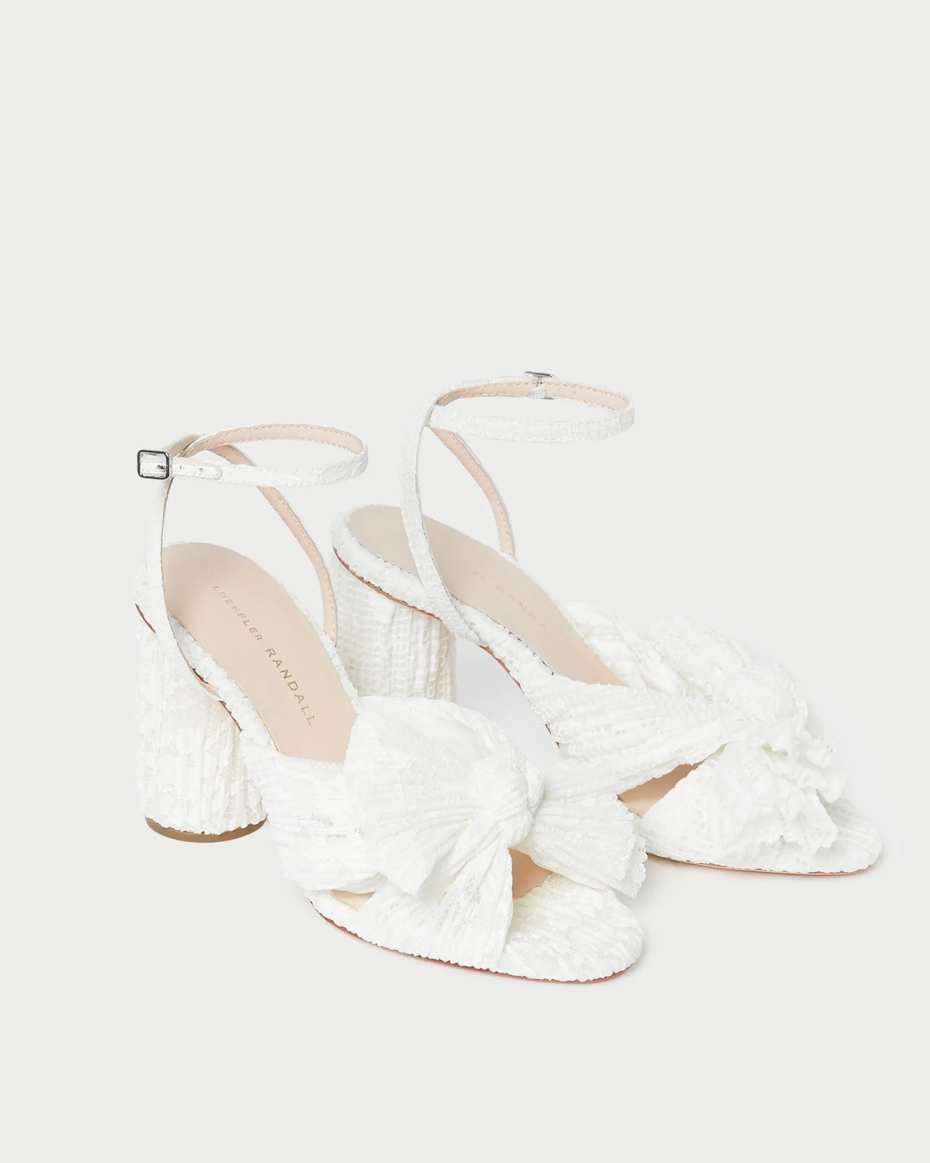 Loeffler Randall Camellia White Lace Bow Heel| SOMETHING BLUE|FOR THE BRIDE
