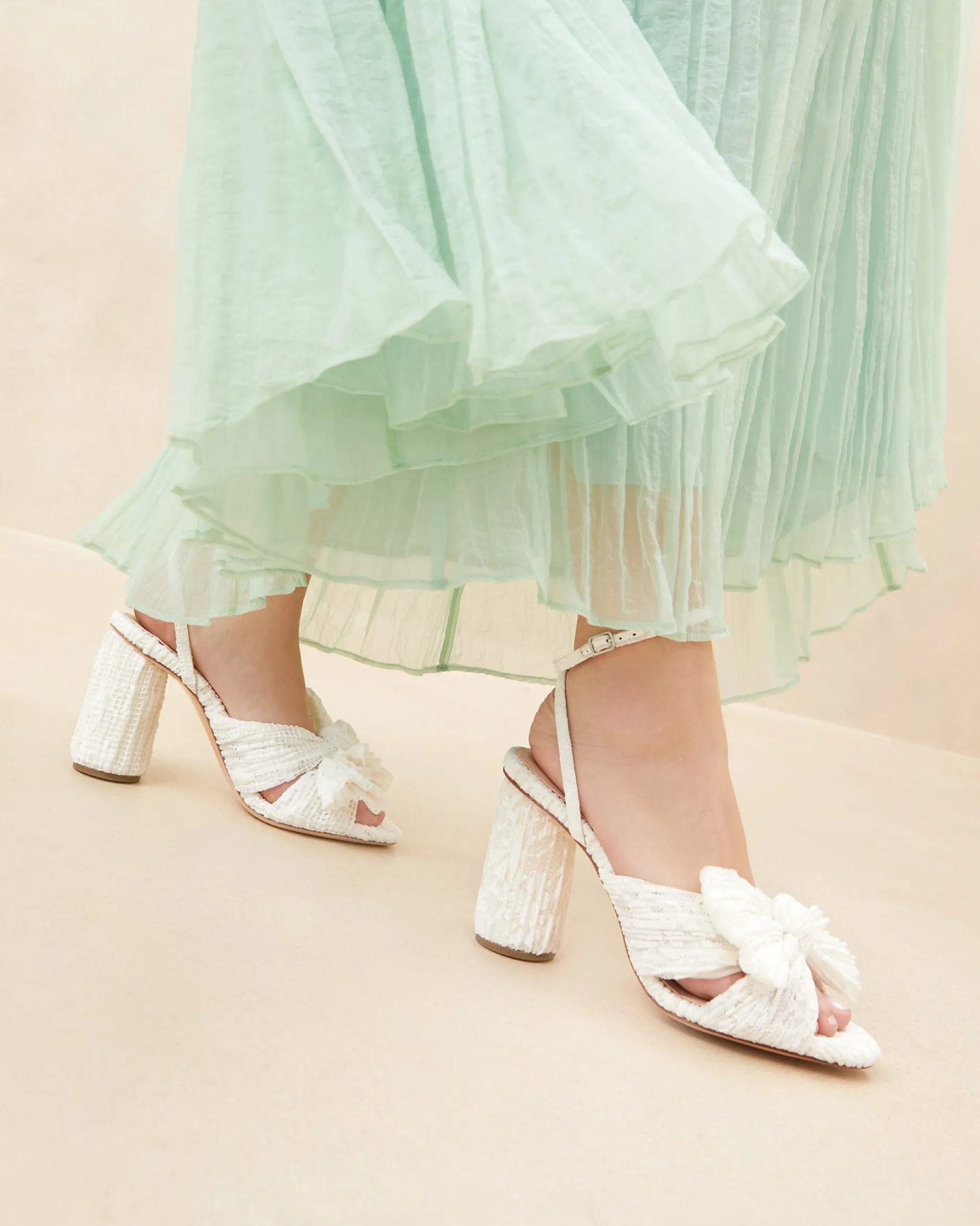 Loeffler Randall Camellia White Lace Bow Heel| SOMETHING BLUE|FOR THE BRIDE