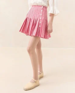 Loeffler Randall Caroline Red Gingham Pleated Skirt| Bottoms