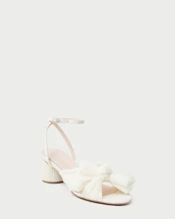 Loeffler Randall Dahlia Black Pleated Bow Heel| Heeled Sandals