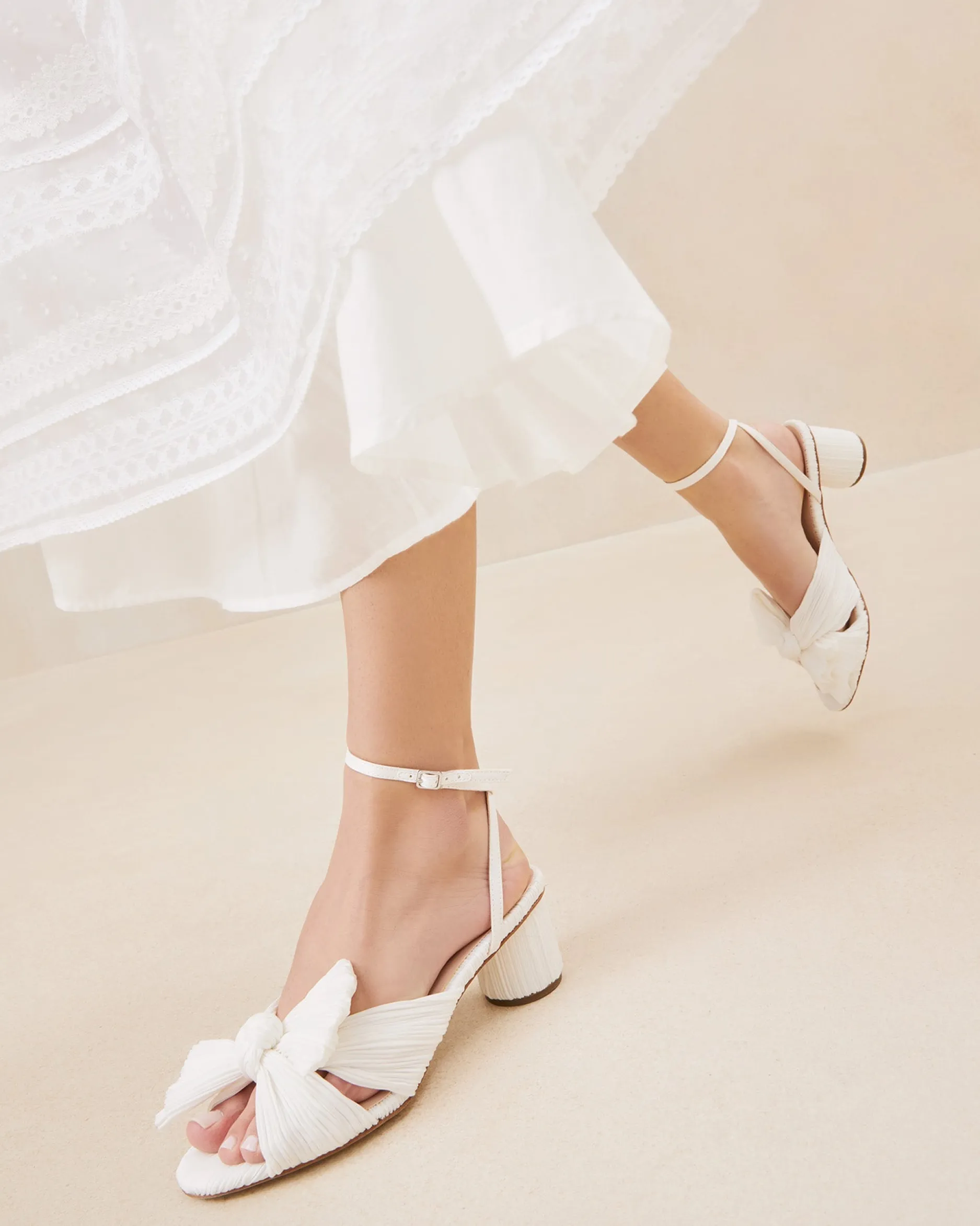 Loeffler Randall Dahlia White Lace Bow Heel| SOMETHING BLUE|FOR THE BRIDE