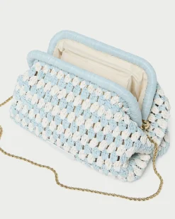 Loeffler Randall Glenda Blue/Cream Crochet Clutch| FOR THE GUESTS|Clutches