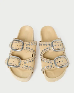 Loeffler Randall Jack Saffron Suede Studded Sandal| Flat Sandals