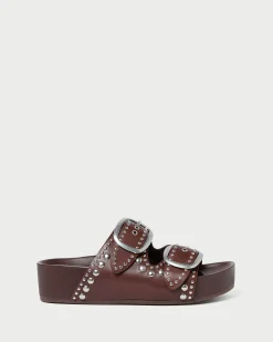 Loeffler Randall Jack Saffron Suede Studded Sandal| Flat Sandals