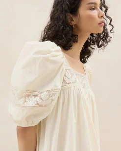 Loeffler Randall Jo Cream Puff-Sleeve Dress| Casual Staples|Event Essentials