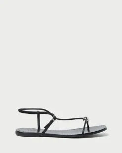 Loeffler Randall Lara Black Leather Sandal| FOR THE GUESTS|Flat Sandals