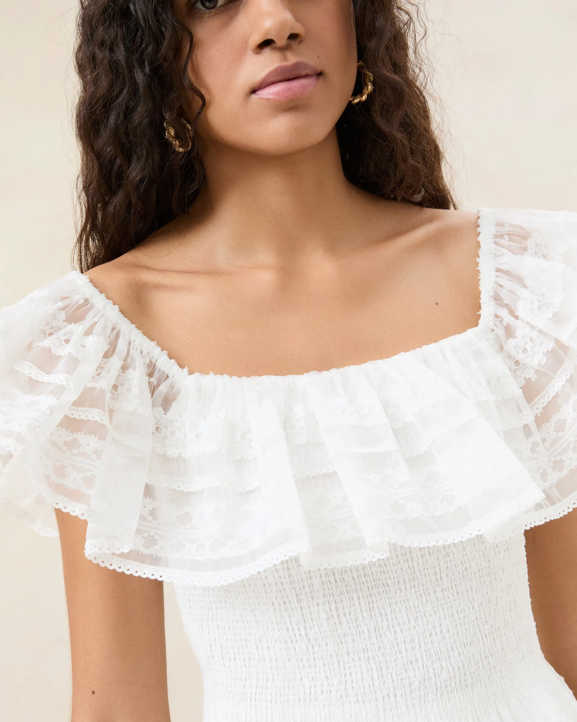 Loeffler Randall Layla Cream Ruffle Sleeveless Blouse| FOR THE BRIDE|Event Essentials