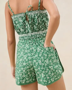 Loeffler Randall Maggie Green Floral Cinched Camisole| Matching Sets|Tops