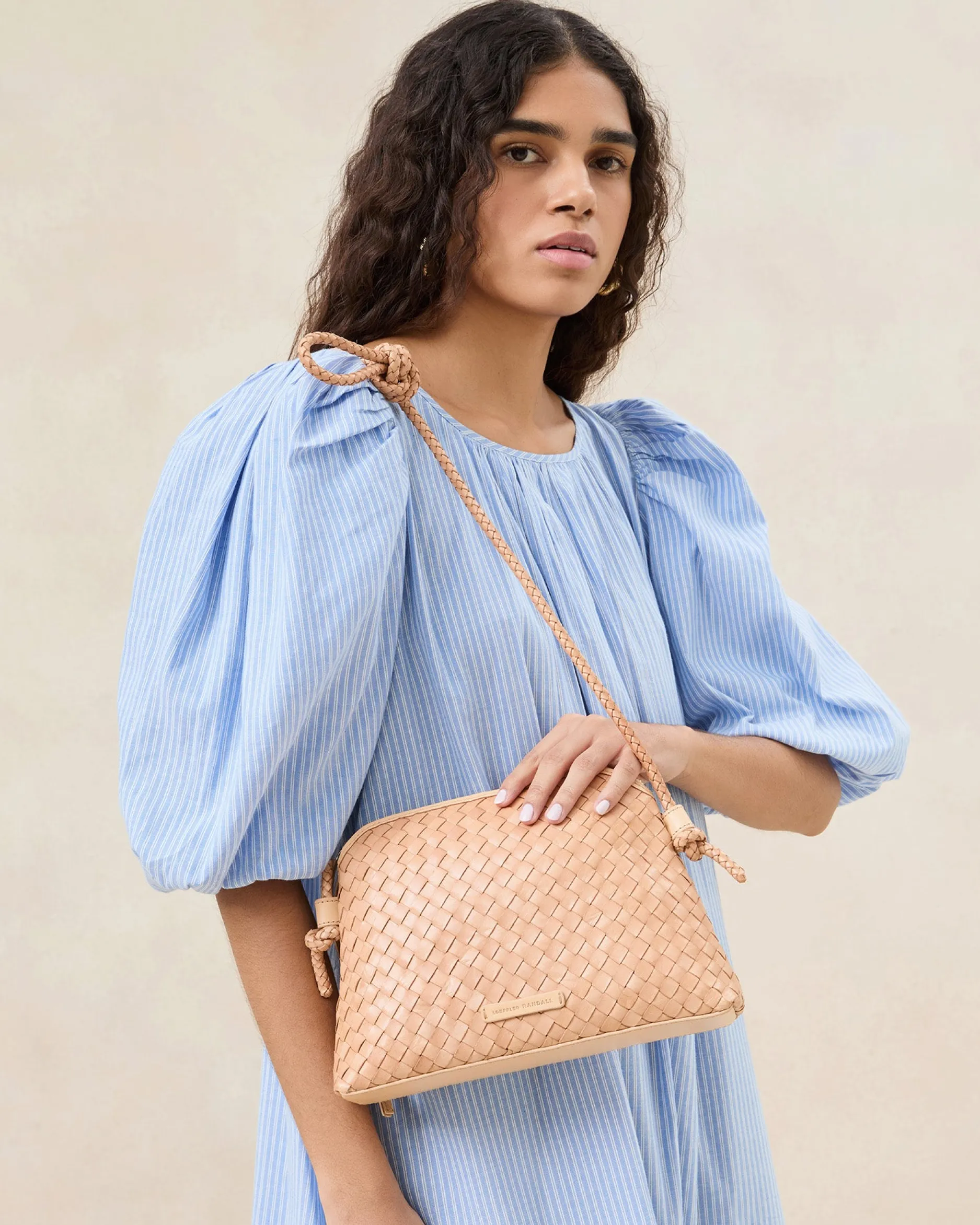 Loeffler Randall Mallory Brown Woven Crossbody| Casual Staples|Vacation Shop
