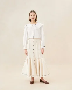 Loeffler Randall Mateo Button-Front Skirt| Casual Staples|Vacation Shop