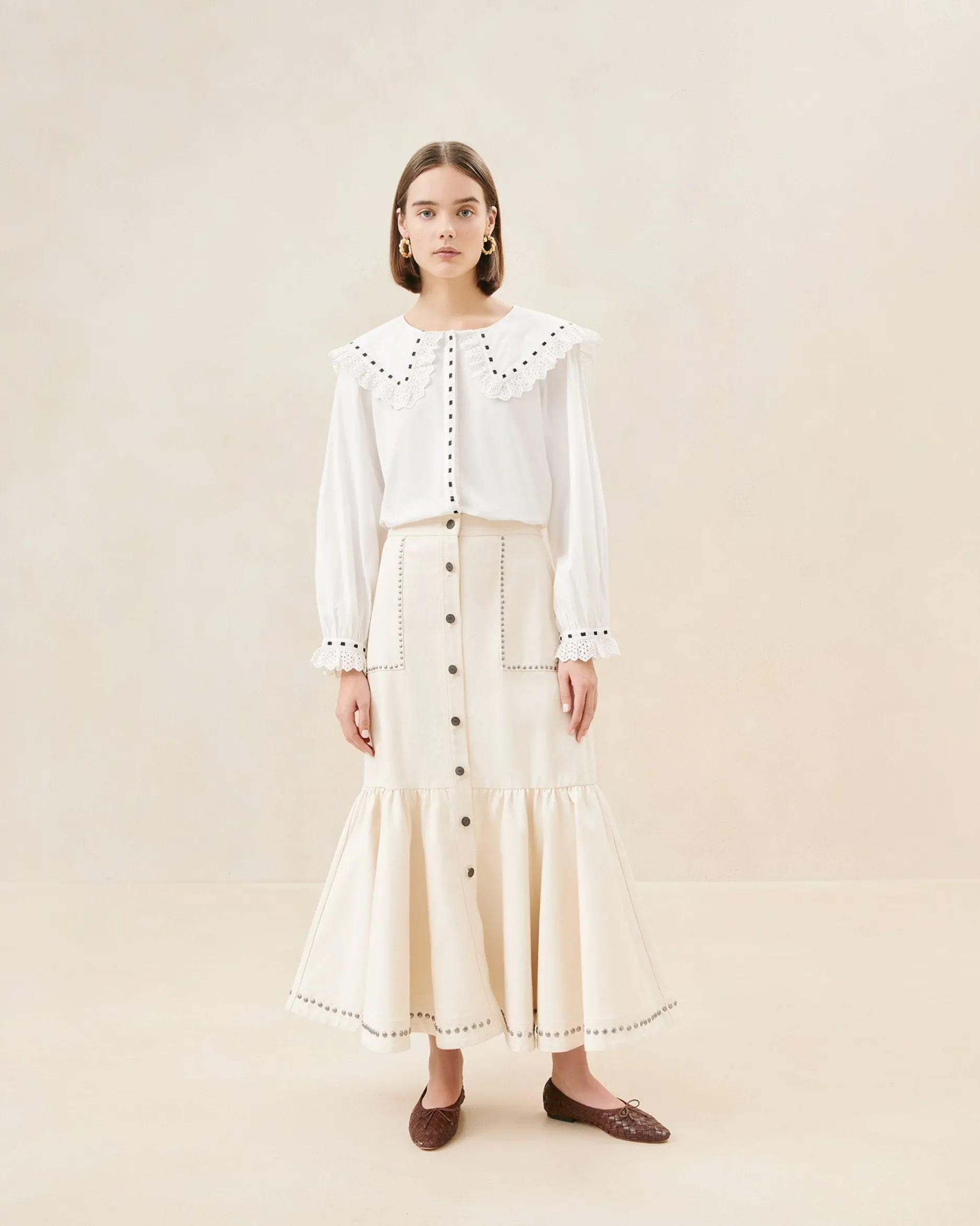 Loeffler Randall Mateo Button-Front Skirt| Casual Staples|Vacation Shop