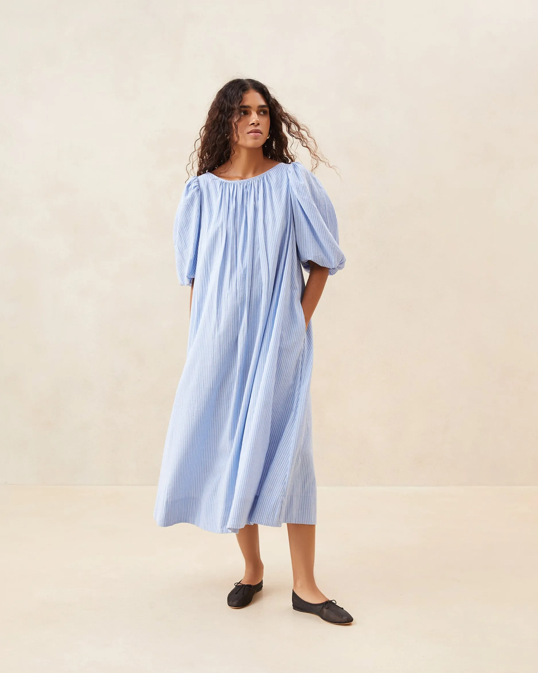 Loeffler Randall Mimi Blue Puff-Sleeve Dress| Jessie Loves|Dresses