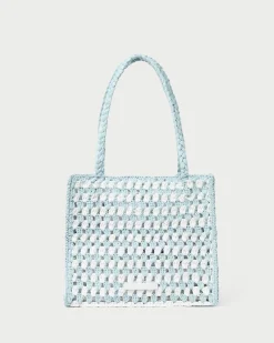 Loeffler Randall Missy Blue/Cream Crochet Tote| Totes