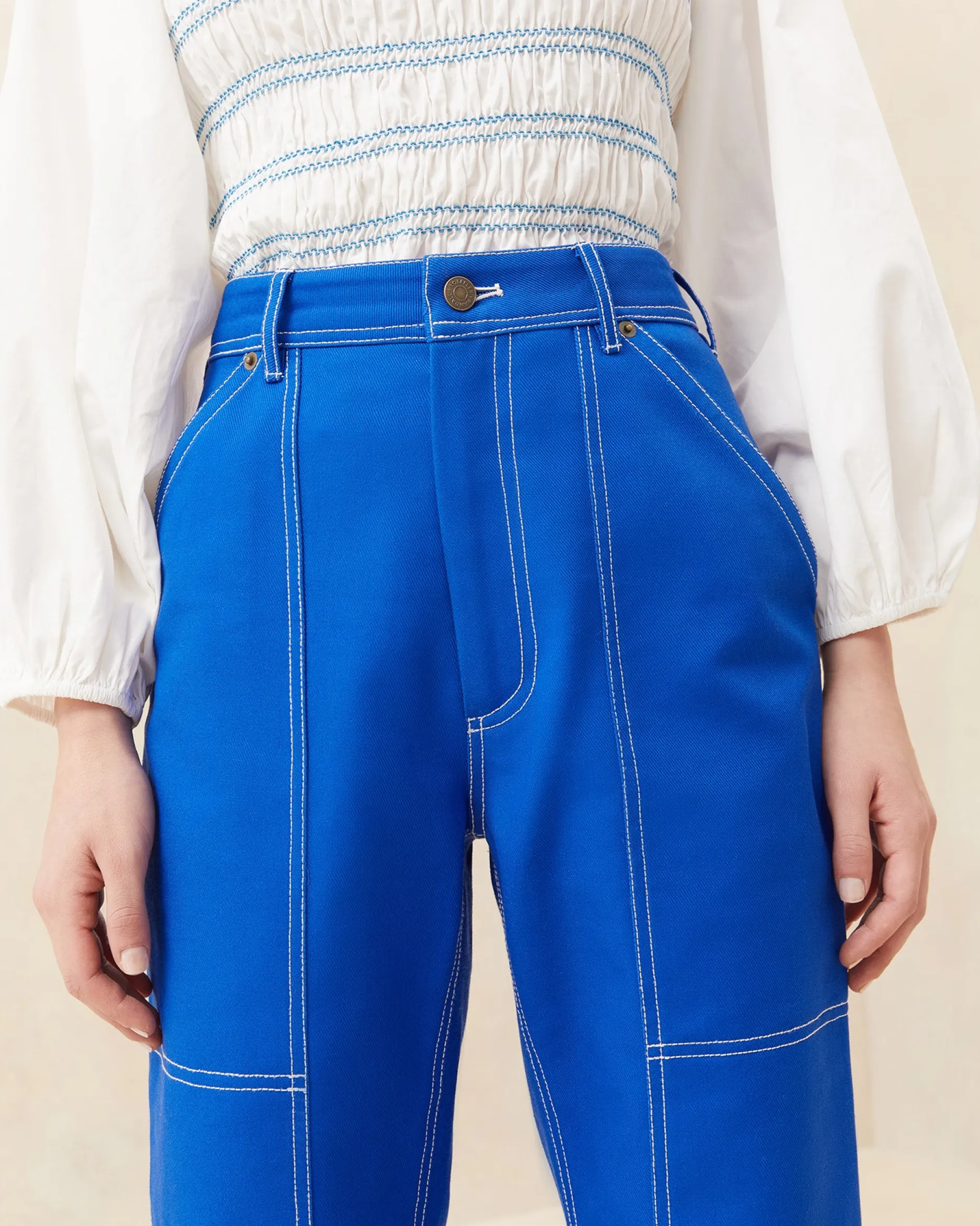 Loeffler Randall Molly Blue Denim Carpenter Pant| Bottoms