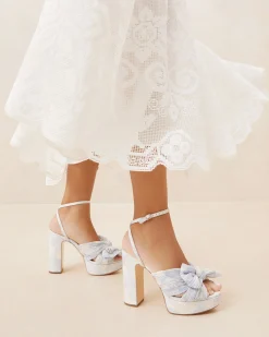 Loeffler Randall Natalia White Lace Bow Heel| SOMETHING BLUE