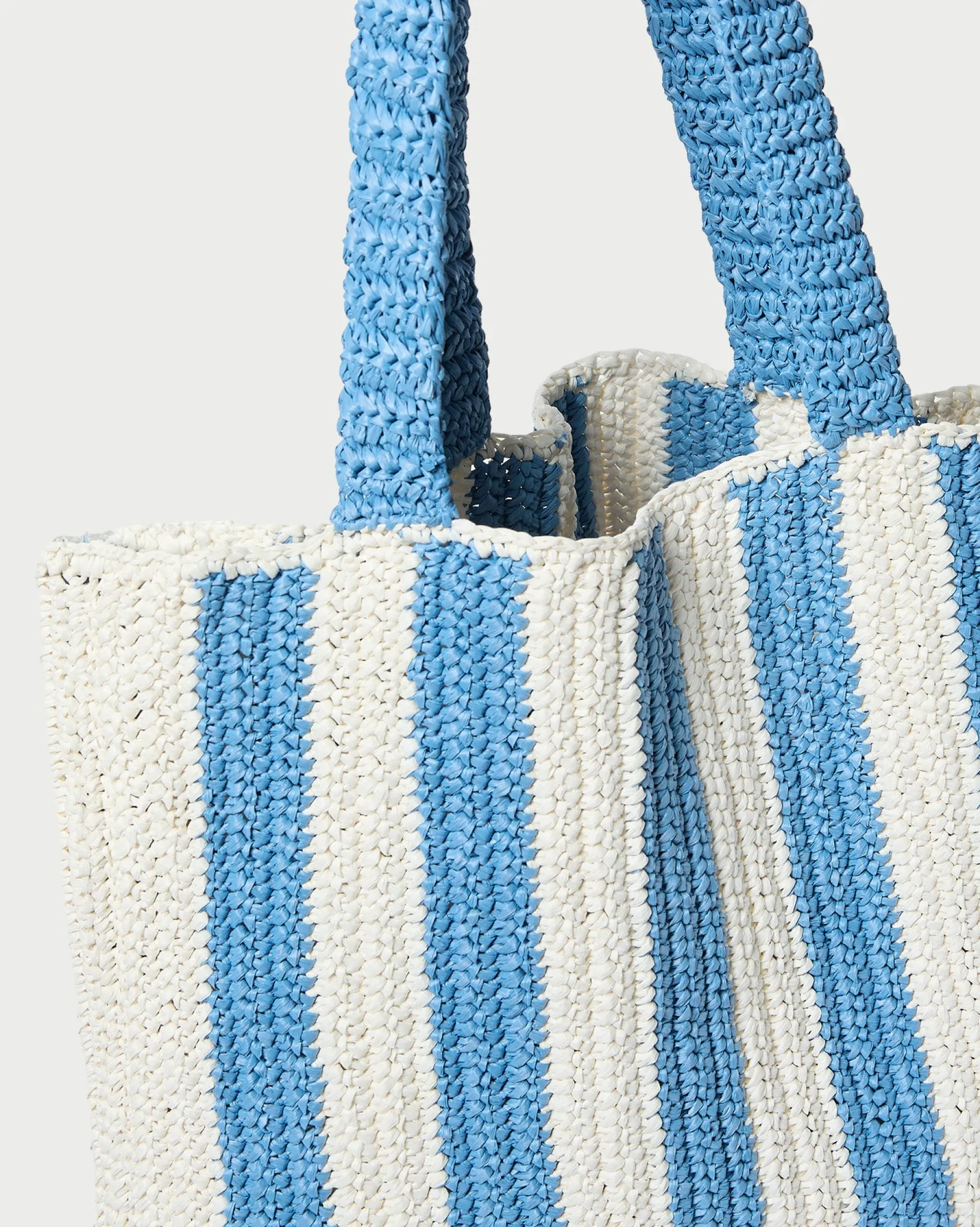 Loeffler Randall Orion Blue/White Raffia Tote| Casual Staples|Totes