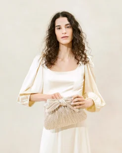 Loeffler Randall Rayne White Lace Bow Clutch| FOR THE BRIDE|Clutches