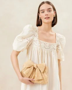 Loeffler Randall Rayne White Lace Bow Clutch| FOR THE BRIDE|Clutches