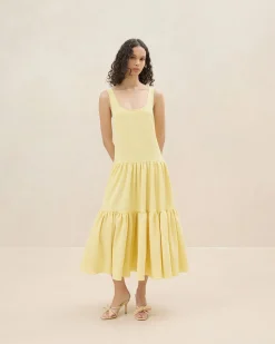 Loeffler Randall Soren Yellow Tiered Sleeveless Dress| FOR THE GUESTS|FOR THE BRIDE