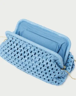 Loeffler Randall Trudie Blue Crochet Frame Clutch| FOR THE GUESTS|FOR THE BRIDE